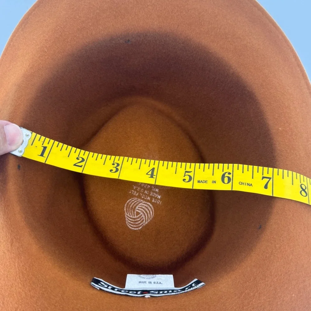 Street‎ Smart by Betmar Rust Brown 100% Wool Felt Fedora Hat Made in USA Concho
